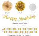White-Gold Champagne Birthday Party-Decorations Paper-Flowers - 14pcs Happy Banner Engagement Honeycomb Tissue Pom Poms,Women Streamers Garland Beige Fans,21st 18th Girl Hanging Supplies Decor Hugfond by CozyNest Decor