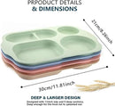 12 Inch Divided Plates4 PCS - Reusable Unbreakable Wheat Straw Plates, Dinnerware Lunch Tray Plates Tableware for Kitchen, Picky Eaters, Campers and Portion Control (Blush) by CozyNest Decor
