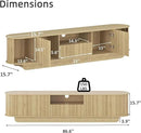Coffee Table and TV Stand Set of 2, Round Center Table with Storage,Fluted Coffee Table with 360° Sliding Doors, 86.6" Entertainment Center for Bedroom, Living Room,Natural by CozyNest Decor