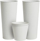 Worth Garden 2-Pack 28" H. Metal Planter with 2X Inside Pots - Hand-Hammered Texture Tall Cone Plant Pots - Large Handcrafted Flower Pot for Indoor Outdoor, Deck, Patio, Front Porch - White by CozyNest Decor