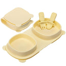 Silicone Foldable Novelty Dinner Plates,Suction Plates for Baby Travel Essential with Forks and Spoons,Microwave & Dishwasher Safe,Yellow by TinyTreasures Baby Boutique