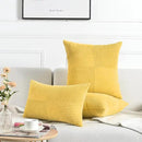 Fancy Homi 2 Packs Yellow Big Decorative Throw Pillow Covers 24x24 Inch for Couch Bed Sofa, Rustic Farmhouse Boho Home Decor, Soft Corss Corduroy Patchwork Accent Square Cushion Case 60x60 cm by CozyNest Decor