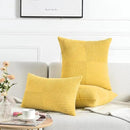 Fancy Homi 2 Packs Yellow Decorative Throw Pillow Covers 20x20 Inch for Living Room Couch Bed Sofa, Rustic Farmhouse Boho Home Decor, Soft Corss Corduroy Patchwork Accent Square Cushion Case 50x50 cm by CozyNest Decor