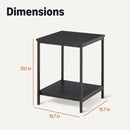 Amazon Basics - End Table with Bottom Shelf, Living Room Side Table, Steel Frame, Wooden Black by CozyNest Decor