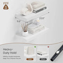 Heimlove 12" Deep White Floating Shelves for Wall, 24 Inch Wall Shelf Bathroom Shelves Set of 2, Wall Mounted Shelves for Books Living Room Laundry Room Bedroom Kitchen Home Office by CozyNest Decor