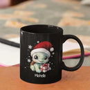 Coffee Mug With Xmas Turtle Design, Personalized Turtle Wearing Santa Hat Cup, Cute Baby Animal Black Mug 11oz 15oz, Custom Christmas Ceramic Cup, Customized Christmas Animal Mug Gift by CozyNest Decor
