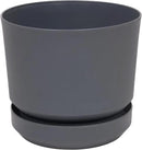 Elly Décor 10 inch Plastic Cylinder Planter Pot with Self-Watering Saucer and Drainage Hole,Lightweight & Extremely Durable, 10"x 10", Gray by CozyNest Decor