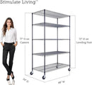 48"x24"x72" Prime Heavy Duty Black 5-Tier Steel Wire Shelving NSF 4000 LBS MAX Capacity Storage Rack for Commercial, School, Home, Garage, Warehouse, Industrial, and Hospital Uses (with Wheels) by CozyNest Decor