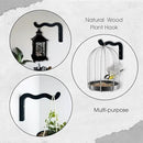 2-Piece Set of Wavy Wooden Wall Planters for Indoor Plants 6 Inch - Natural Plant Hook for Wall Plant, Wind Chimes, Flower Brackets, Patio Garden Decorations - Bracket Plant Hanger (Black) by GreenHaven Gardens
