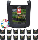 JERIA 12-Pack 5 Gallon, Vegetable/Flower/Plant Grow Bags, Aeration Fabric Pots with Handles (Black), Come with 12 Pcs Plant Labels by GreenHaven Gardens