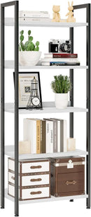 NUMENN Bookshelf, 5 Tier Bookshelves, Home Office Bookcase Shelf Storage Organizer, Free Standing Storage Shelving Unit for Bedroom, Living Room and Home Office, White&Black by CozyNest Decor