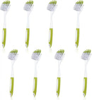 8 Pcs Dish Brush with Handle Kitchen Scrub Brush Pot and Pan Cleaning Brush Dish Scrubber with Stiff PET Bristles for Cookware Sink Washing Household, Green, 11 x 3.1 x 0.98 Inch by CozyNest Decor