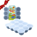 Samuelworld Baby Food Storage Container, 12 Portions x 2.5oz - BPA Free Silicone Freezer Tray with Clip-On Lid for Breast Milk Storage, Homemade Baby Food, Vegetable & Fruit Purees - Navy Blue by TinyTreasures Baby Boutique