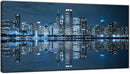 LevvArts Modern City Wall Art Chicago Downtown at Night Picture Print on Canvas Building Artwork for Office Living Room Wall Decoration by CozyNest Decor