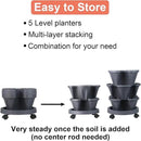 Vertical Planter 5 Tier Stackable Planters Garden Planters Strawberry Herb Flower and Vegetable Planter Indoor Outdoor Gardening Pots with Removable Wheels and Tools by CozyNest Decor