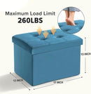 LINMAGCO Storage Ottoman Folding Foot Stool Velvet Foot Rest with Padded Modern Ottoman with Storage for Living Room Puppy Step Stool 17x13x13in(Blue) by CozyNest Decor