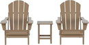 WO Home Furniture Adirondack Chairs Table Set of 3 PCS Outdoor Folding Chairs Side End Table Weather/UV Resistant for Lawn, Garden, Bon Fire, Balcony (Weathered Wood)