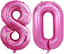 GOER Number 80 Balloons for 80th Birthday Party Decorations,42 Inch Jumbo Foil Helium Balloons for 80th Anniversary (Hot Pink) by TinyTreasures Baby Boutique