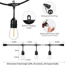 120 FT Outdoor String Lights LED Waterproof with 40 Shatterproof Plastic Warm Edison Bulbs String Bistro Lights for Patio Gazebo Pergola Market by CozyNest Decor