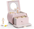 Vlando Musical Jewelry Box with Spinning Ballerina, Lockable Girls’ Jewelry Organizer for Necklaces Rings and Hair Accessories, Gift for Girls and Kids, Barely Pink by TinyTreasures Baby Boutique