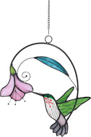 Lolitarcrafts Stained Glass Hummingbird Window Hangings with Flowers, Bird Stained Glass Suncatcher for Window Decor Hummingbird Gifts for Mom,Bird Lovers (Green with Flower A) by GreenHaven Gardens