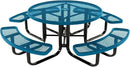 Coated Outdoor Furniture Heavy-Duty Portable Outdoor Kids Table with Umbrella Hole, Expanded Metal Kids Picnic Table, Commercial-Grade, Made in America (46 In, Round, Childrens, Light Blue) by GreenHaven Gardens