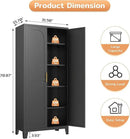 70.87" H Metal Kitchen Pantry Cabinet, Freestanding Cupboard with 2 Doors and 4 Adjustable Shelves, Tall Metal Storage Cabinet for Kitchen, Bathroom, Dinning Room or Laundry Room （Black） by CozyNest Decor