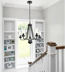 5-Lights Modern Chandelier with Clear Glass Shades, Black Farmhouse Pendant Lighting for Dining Room Kitchen Island Ceiling Light Fixture Haning Over Table by CozyNest Decor