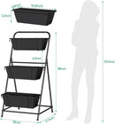 Raised Garden Bed 3 Tier Vertical Garden Planter Elevated Planter Boxes Outdoor Herb Planter with Drainage Holes Removable Tray for Patio Balcony Porch Black by GreenHaven Gardens