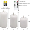 Battery Operated Flameless Candles with 3D Flickering Flame Wick, LED Pillar Candles with Remote Timer, Pack of 3 Real Wax Candles for Wedding Home Decor(White) by GreenHaven Gardens