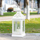 TRIROCKS Rustic Style Metal Candle Lantern 13'' High Decorative Outdoor Lantern Candle Holder with Tempered Glass for Thanksgiving Christmas Living Room Garden Patio Parties Indoors Outdoors (Cream) by CozyNest Decor