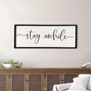 Stay Awhile Sign Wall Decor 32"X12" Large Solid Wood Frame For Hallway Living Room Entryway Farmhouse Wall Art Lets Stay Family Home Rustic Hanging Decoration (Black) by CozyNest Decor