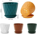 4 inch Plant Pots, 5 Pack Flower Pots Outdoor Indoor, Planters with Drainage Holes and Tray Saucers（（Multicolor） by GreenHaven Gardens