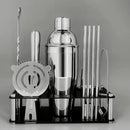 14-Piece Cocktail Shaker Set Bartender Kit with Black Stand, Bar Tool Set for Drink Mixing Bartending Kit Bar Sets Accessories: 750ml(25oz) Shaker, Jigger, Muddler, Cocktail Recipes (Silver) by CozyNest Decor