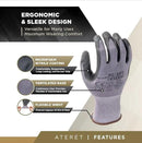 ATERET Work Gloves 12 Pairs Micro-Foam Nitrile Coated Safety Gloves, Seamless Knit Nylon Gloves Home Improvement General Use by GreenHaven Gardens