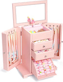 Musical Jewelry Box for Girls, Large Kid Music Box with Ballerina for Birthday Bedroom Decor, 5 Layer Girl Jewelry Gifts for Girls Kids - Pink by TinyTreasures Baby Boutique