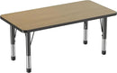 Factory Direct Partners FDP Rectangle (24 x 48 inch) Classroom Table with Adjustable Chunky Toddler Legs (15-24 in); Preschool, Kinder and Daycare Furniture - Pasadena Oak Top/Black Edge and Legs by CozyNest Decor