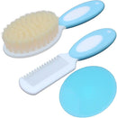Baby Hair Brush &Silicone Baby Cradle Cap Brush Set, for Newborns & Toddlers-Natural Soft Goat Bristles-Ideal for Cradle Cap-Perfect Baby Registry Gift (Blue) by TinyTreasures Baby Boutique