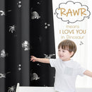 Vangao Kids Curtains Black Blackout Dinosaur Curtains for Boys Kids Nursery Girls Room Silver Dino Foil Print Thermal Insulated Drapes Grommet Top Window Treatments 84 Inches Length 2 Panels by TinyTreasures Baby Boutique