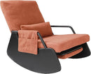 Rocking Chair for Nursery, Modern Upholstered Plush Seating Glider Recliner Chair with High Backrest and Side Pocket, Accent Armchair with Cushions for Living Room/Reading (Burnt Orange) by TinyTreasures Baby Boutique