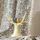 Sutuo Home Boho Curtain 84 Inches Length Semi-Blackout Bohemian Damask Moroccan Florals Print Darkening Curtains Tassels, Rod Pocket Window Treatment Drapes for Bedroom, 1 Panel 59" W x 84" L, Blue by CozyNest Decor