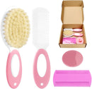 Baby Hair Brush and Comb Set, 4Pcs Baby Soft Bristles Brush Cradle Cap Brush Hair Comb for Newborns Toddlers Boys Girls (Pink) by TinyTreasures Baby Boutique