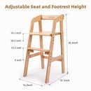 Wooden High Chair for Toddlers, Adjustable Feeding Chair with Removable Cushion for Child, High Chair Grows with Kid for Dining, Studying, Step Tool(Natural Color) by TinyTreasures Baby Boutique