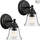 Moder 1-Light Black Wall Sconce Clear Glass Bell Shape Light Fixtures for Farmhouse, Bathroom, Living Room, Stairway Set of 2 by CozyNest Decor