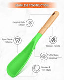 Cooking Spoon for Nonstick Cookwares, Great for Cooking and Serving Sturdy BPA-Free Matte Silicone, Wood Handle Spoon for Mixing, Scoop, and Scrape (AGR, 11.4 inch) by CozyNest Decor