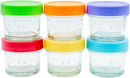 WeeSprout Glass Baby Food Storage Jars w/Lids (4 oz, 6 Pack Set) Snack, Puree, Reusable Small Containers, Breast Milk, Fridge or Freezer, Microwave & Dishwasher Safe, Essential Must Have for Infants by TinyTreasures Baby Boutique