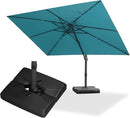 PURPLE LEAF 9' × 11.5' Patio Cantilever Umbrella with Base Outdoor Rectangle Adjustable Offset Umbrellas with 360-degree Rotation and 8 Heavy Duty Metal Ribs for Garden Deck Pool Turquoise Blue by GreenHaven Gardens