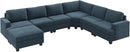 Nolany Modular Sectional Couch with Storage Ottoman, Corduroy Sectional Sofa with Chaise, U Shape Sectional Couches for Living Room, Blue by CozyNest Decor