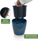 Dexceder 9x8 Inches Self Watering Planter Indoor Outdoor, Inner Pot Design, Thickened Table Flower Plant Pot with Water Level Indicator (Grayish Green Gradient)