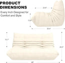 Full Foam Loveseat Sofa,Adults Bean Bag Chairs Floor Couch with Soft Waterproof Fabric,Armless Fireside Lounge Chair for Living Room,Apartment and Office (Whtie) by CozyNest Decor